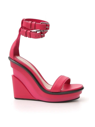 Shop Alexander Mcqueen Ankle Strap Wedge Sandals In Pink