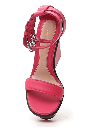Shop Alexander Mcqueen Ankle Strap Wedge Sandals In Pink