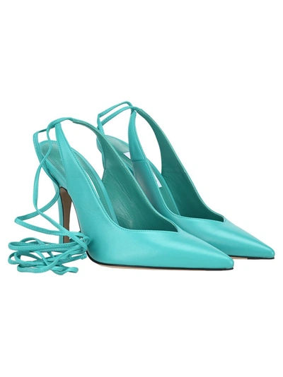 Shop Attico The  Slingback Ankle Wrap Pumps In Green