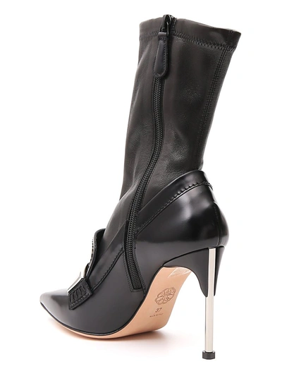 Shop Alexander Mcqueen Penny Bar Boots In Black