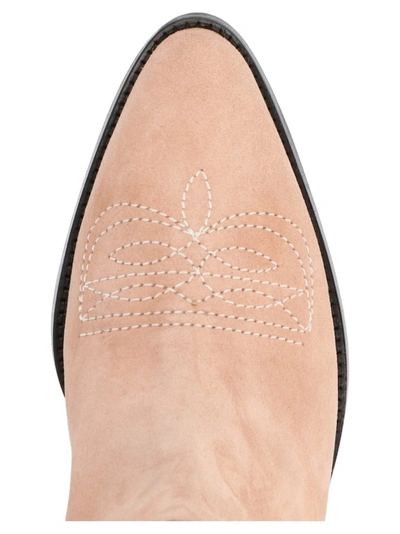 Shop Paris Texas Embroidered Block Heel Boots In Beige