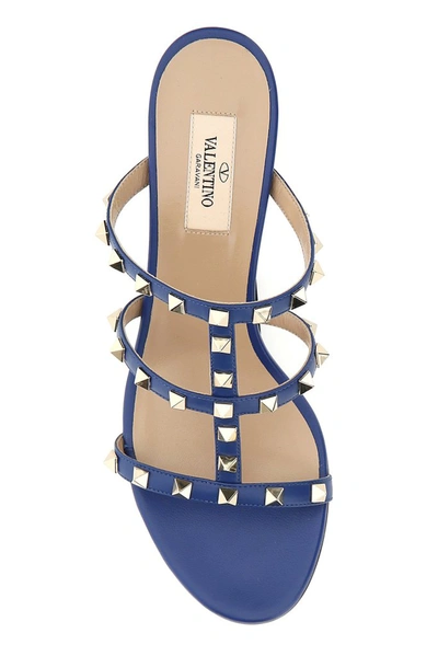 Shop Valentino Garavani Rockstud Mules In Blue