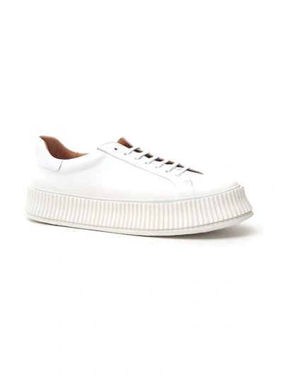 Shop Jil Sander Low Top Lace Up Sneakers In White