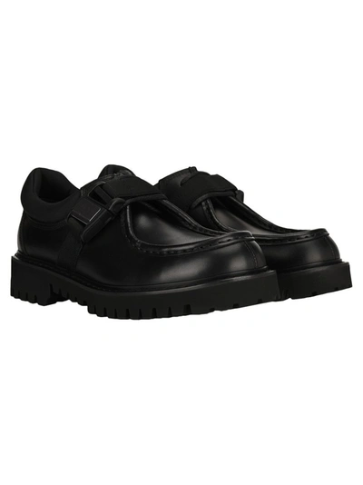 Shop Valentino Vltn Buckle Derby Shoes In Black