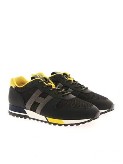Shop Hogan H383 Sneakers In Black/yellow