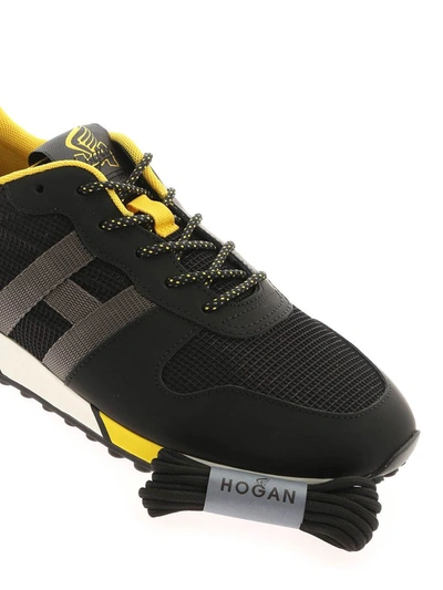 Shop Hogan H383 Sneakers In Black/yellow
