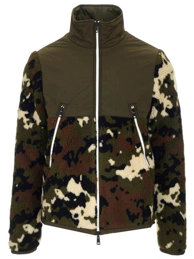 Shop Moncler Camouflage Shearling Jacket In Green