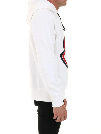 Shop Moncler Macro Logo Hoodie In White