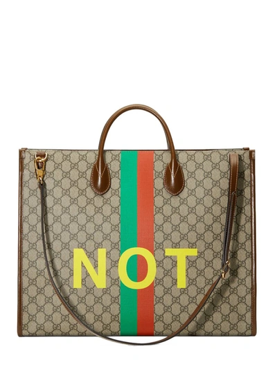 Shop Gucci Logo Printed Large Tote Bag In Multi
