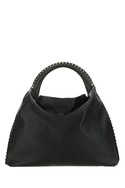 Shop Valentino Garavani Rockstud Hobo Shoulder Bag In Black