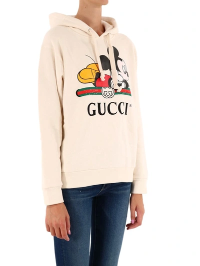 Shop Gucci X Disney Mickey Mouse Web Hoodie In White