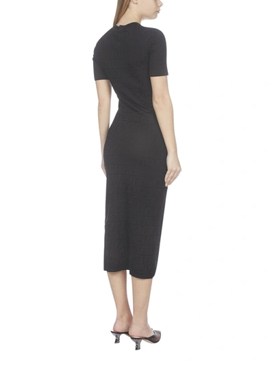 Shop Fendi Ff Knitted Midi Dress In Black