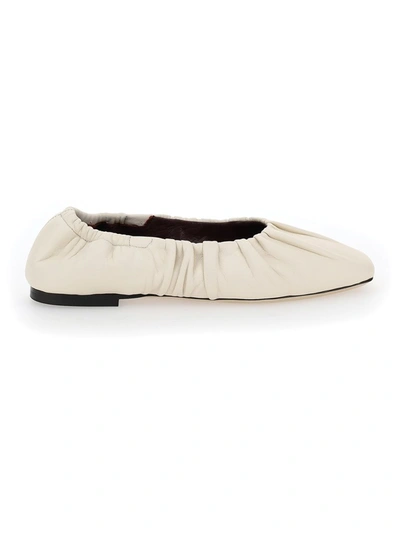 Shop Staud Ruched Ballerina Flats In White