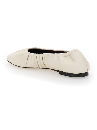 Shop Staud Ruched Ballerina Flats In White
