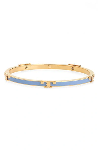 Shop Tory Burch Kira Enamel Stackable Bracelet In Tory Gold / Himalaya Blue