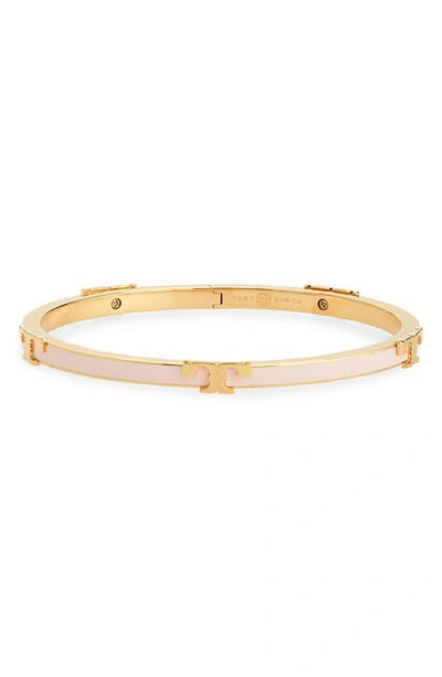 Shop Tory Burch Kira Enamel Stackable Bracelet In Tory Gold / Mineral Pink