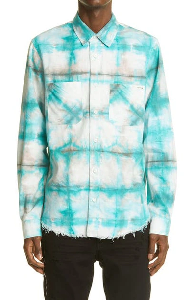 Shop Amiri Cotton Button-up Shirt In Blue