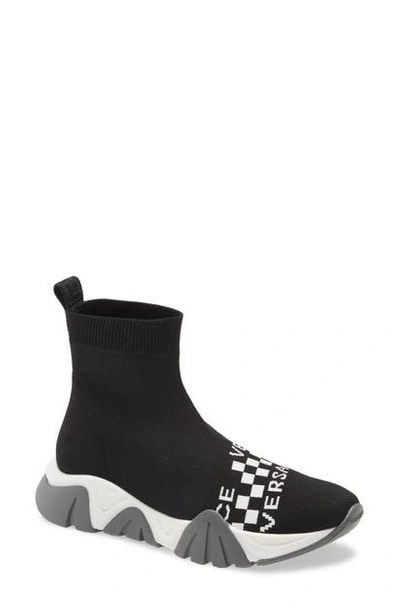 Versace Kids' Squalo Alta Calzino Logo High Top Sock Sneaker In Black/  White | ModeSens