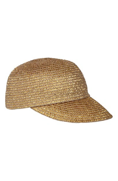 Shop Eric Javits Mondo Woven Cap In Gold