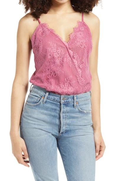 Shop Wayf X Bff Natalie Lace Camisole Bodysuit In Pink Lace