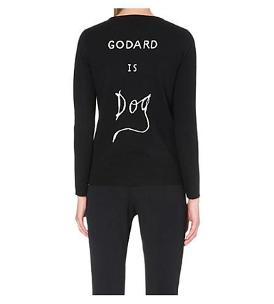 Shop Bella Freud Ginsberg Is God Merino Wool Jumper In Black Ivory