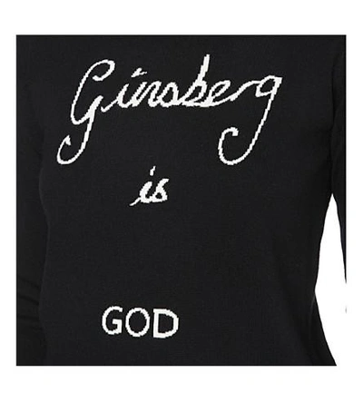 Shop Bella Freud Ginsberg Is God Merino Wool Jumper In Black Ivory