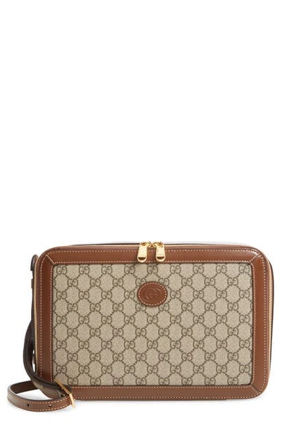 Shop Gucci Azalea Gg Supreme Canvas Crossbody Messenger Bag In Brown