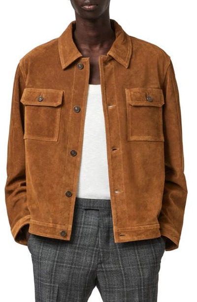 Shop Allsaints Adler Suede Jacket In Camel