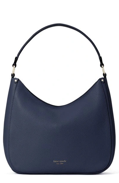 Shop Kate Spade Roulette Large Leather Hobo Bag In Blazer Blue