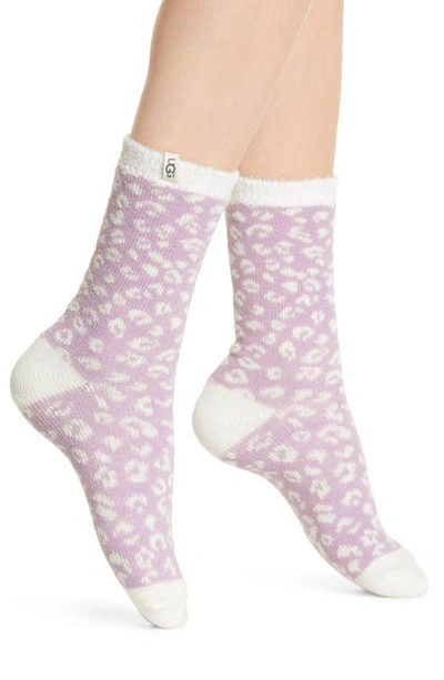 Shop Ugg Josephine Leopard Fleece Lined Socks In Lilac Frost Micro Leopard