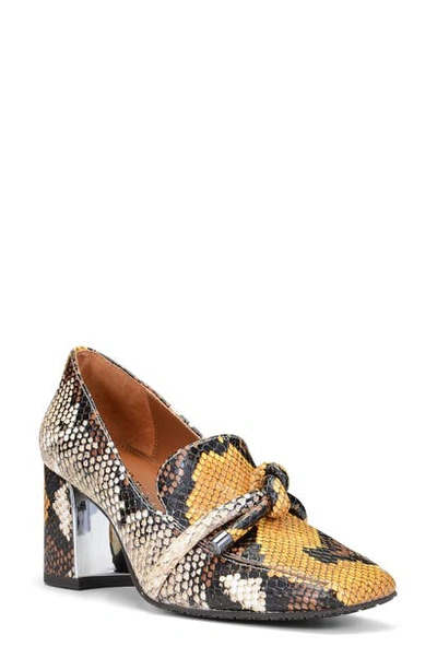 Shop Donald Pliner Camee Snake Embossed Pump In Yellow Snake Print Leather