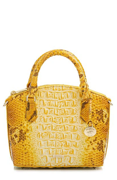 Shop Brahmin Duxie Croc Embossed Leather Crossbody Bag In Canary
