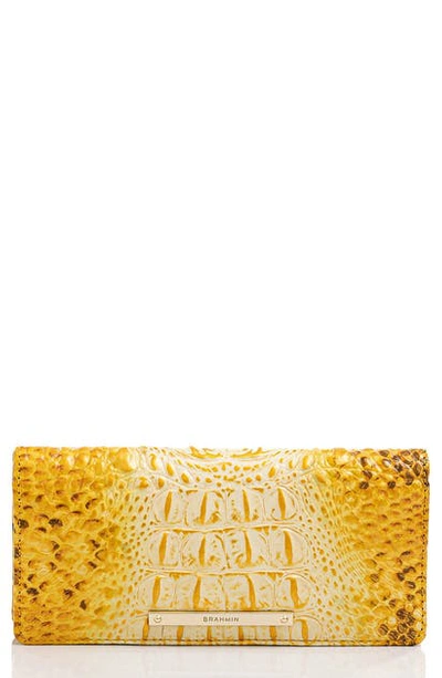 Shop Brahmin Ady Croc Embossed Leather Wallet In Canary