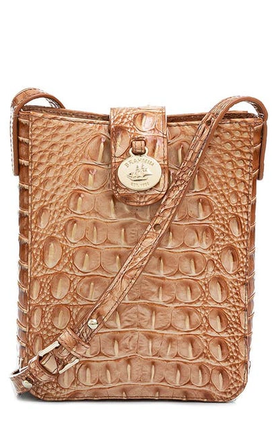 Shop Brahmin Marley Croc Embossed Leather Crossbody Bag In Terracotta