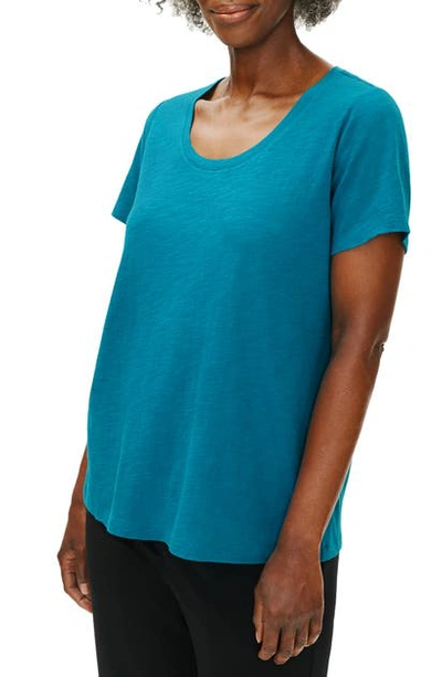 Shop Eileen Fisher U-neck T-shirt In Jewel