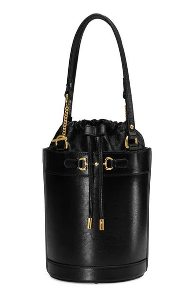 Shop Gucci Small 1955 Horsebit Leather Bucket Bag In Nero /nero