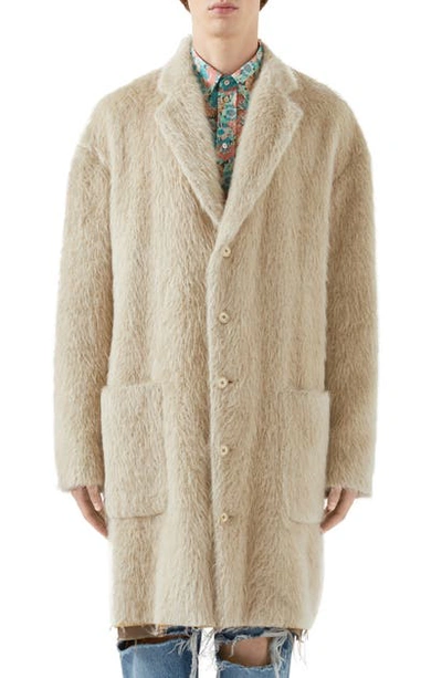 Shop Gucci Alpaca Blend Coat In Birch Grey