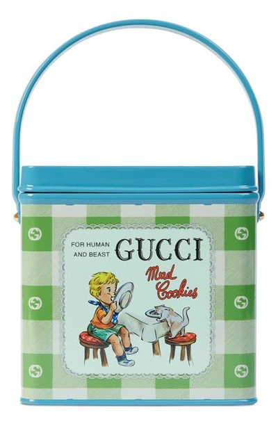 Shop Gucci Mad Cookies Top Handle Box Bag In Avio Green Beige Mult
