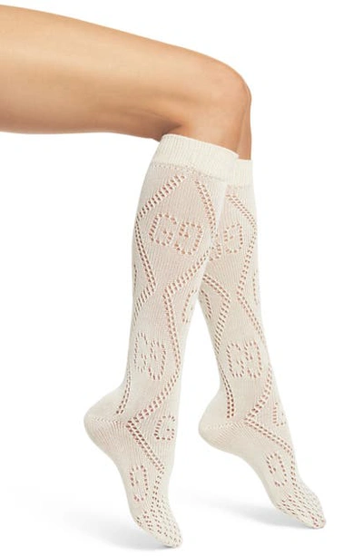Shop Gucci Knee High Socks In Ivory