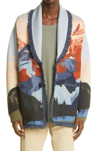 Shop Alanui Mountain Dusk Wool Blend Cardigan In Multicolor