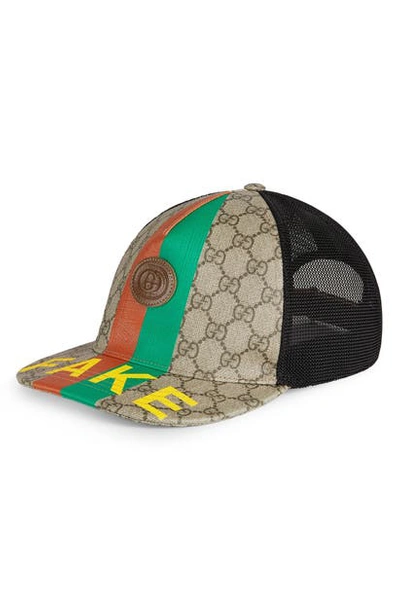 Shop Gucci Fake/not Gg Supreme Baseball Cap In Beige/ Ebony Multi