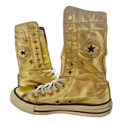 Pre-owned Converse Cloth Ankle Boots In Gold