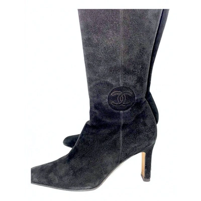 Pre-owned Chanel Black Suede Boots