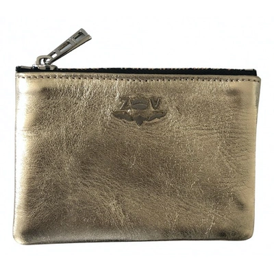 Pre-owned Zadig & Voltaire Spring Summer 2019 Leather Card Wallet In Gold
