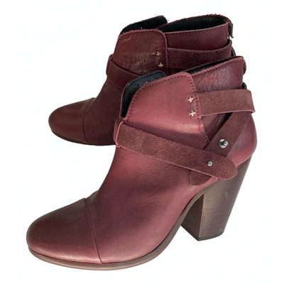 Pre-owned Rag & Bone Leather Boots In Burgundy