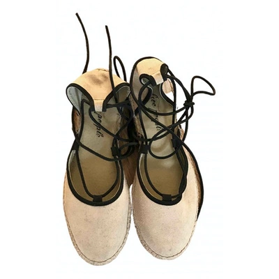 Pre-owned Free People Ecru Suede Lace Ups