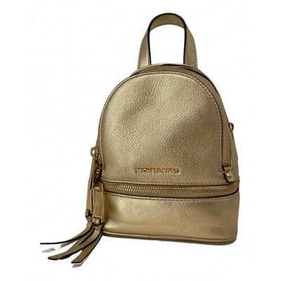 Pre-owned Michael Kors Rhea Gold Leather Backpack