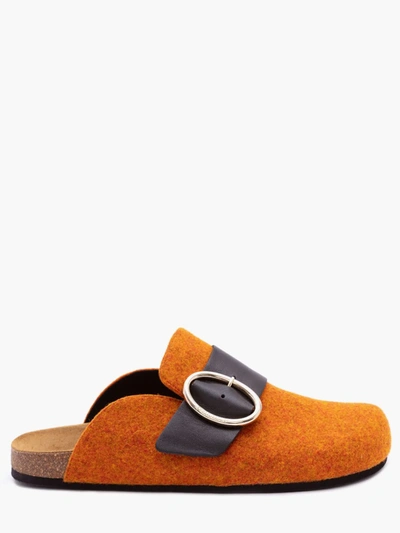 Shop Jw Anderson Men's Felt Loafer Mules In Orange