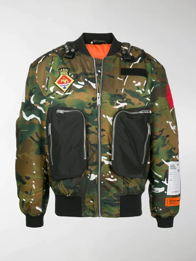 Shop Heron Preston Camouflage-print Bomber Jacket In Green