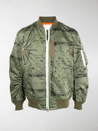 Shop Sacai Paisley-print Bomber Jacket In Green